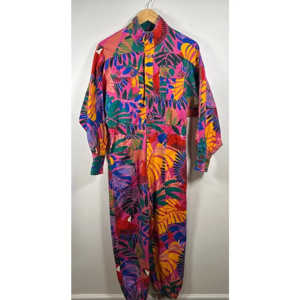 FARM Rio Macaw 100% Cotton Tropical Jumpsuit Coveralls, XS- NWT - Picture 2 of 11